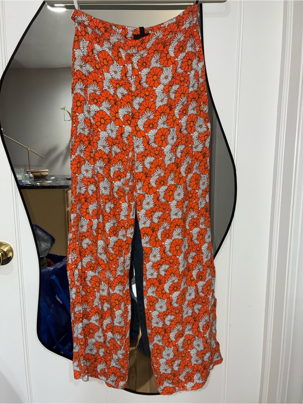 Topshop Orange Floral Wide-Leg Pants